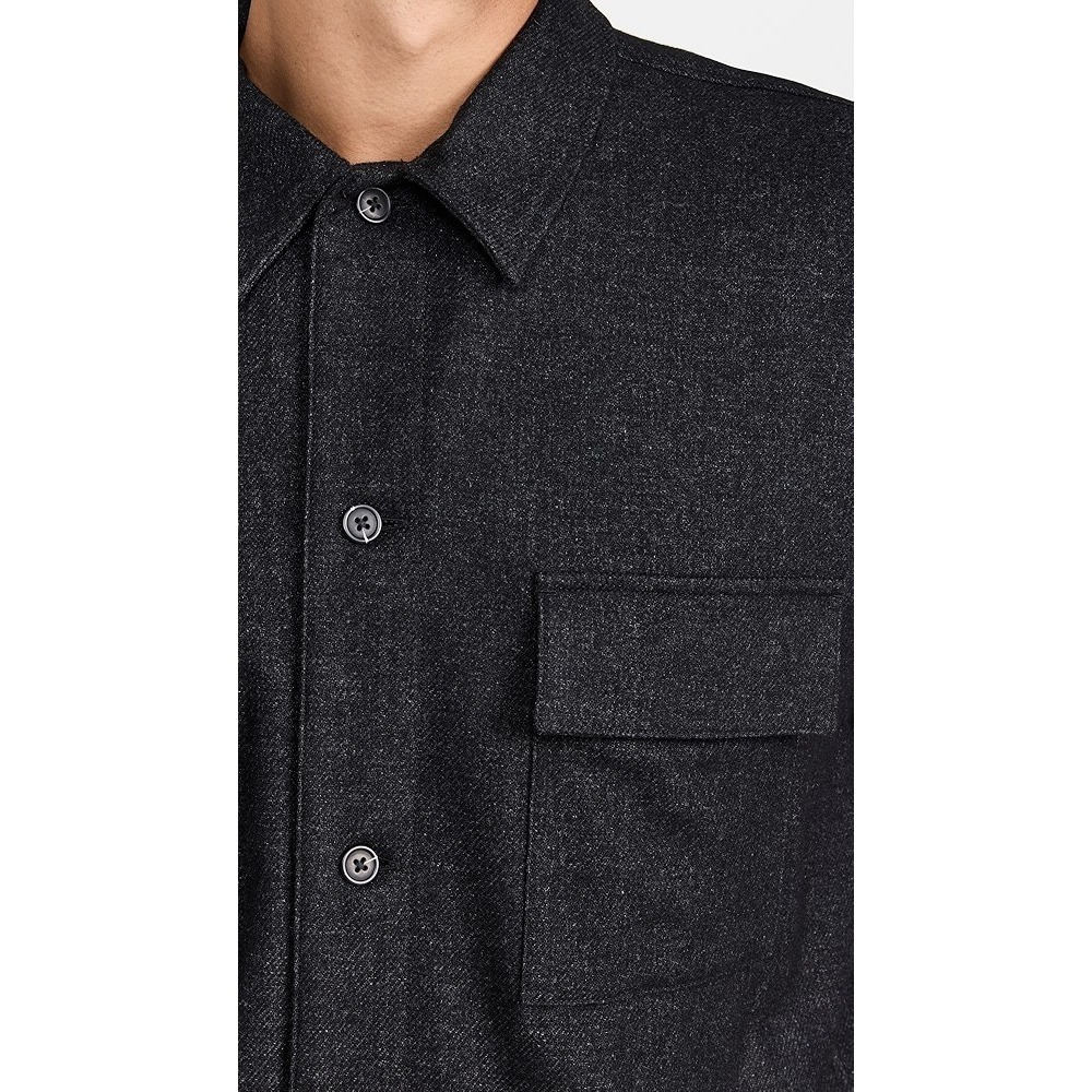 EUC VINCE. Mens Sz XL Heather Navy Wool Blend Flannel Overshirt 4-Pocket - Picture 3 of 11